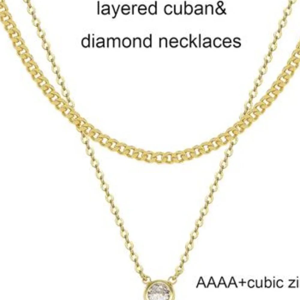 Diamond Necklaces for Women, Dainty 14k Gold/Sterling Silver Choker Necklace - Picture 5 of 6